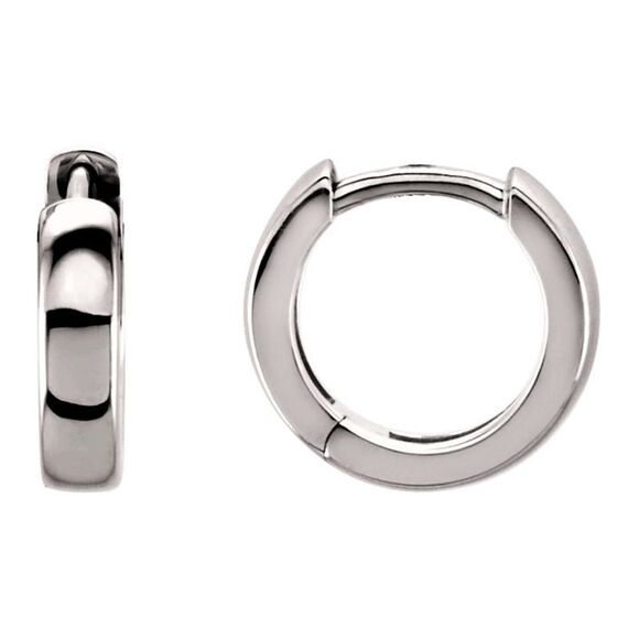 3 x 17.5mm (1/8 x 5/8 Inch) Platinum Hinged Round Hoop Earrings - Picture 2 of 3